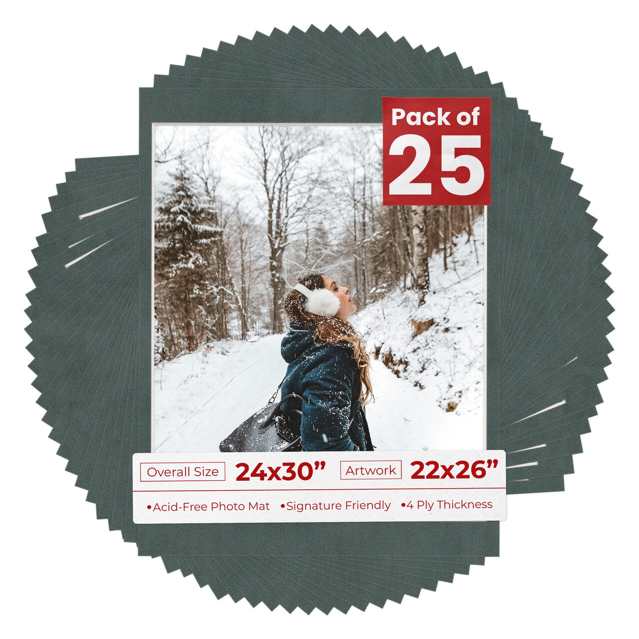 Dark Grey Suede Mat Board for 24x30 Frames - Fits 22x26 Photos